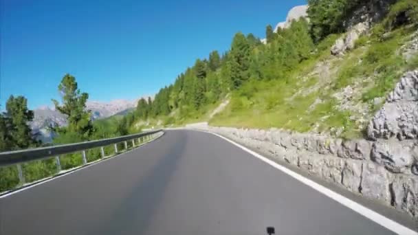 Sella Pass alpine road drive — Stock Video