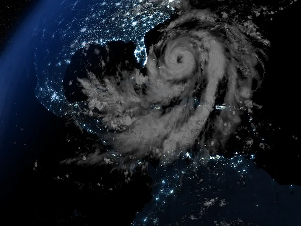 Hurikán Matthew se Florida v noci — Stock fotografie