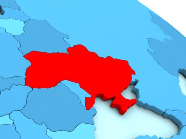 Ukrayna kırmızı mavi dünya üzerinde