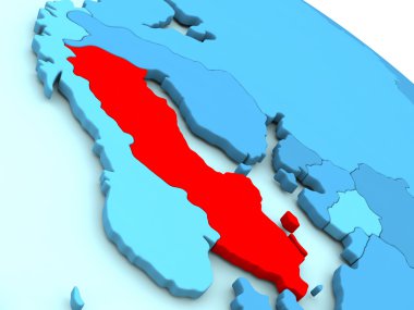 İsveç kırmızı mavi dünya üzerinde