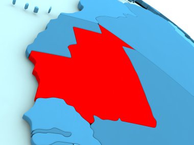 Moritanya kırmızı mavi dünya üzerinde