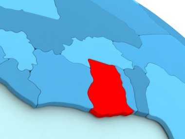 Gana kırmızı mavi dünya üzerinde