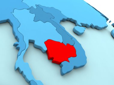 Kamboçya'da kırmızı mavi küre üzerinde