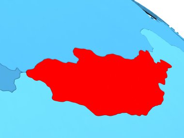 Moğolistan kırmızı mavi dünya üzerinde