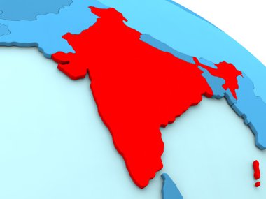 Hindistan kırmızı mavi dünya üzerinde