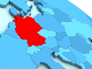 Almanya'da kırmızı mavi küre üzerinde