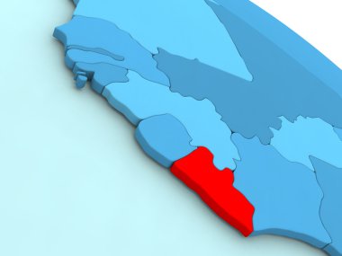 Liberya kırmızı mavi dünya üzerinde