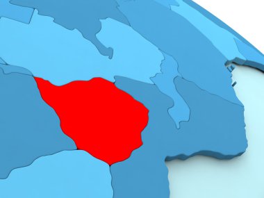Zimbabve kırmızı mavi dünya üzerinde