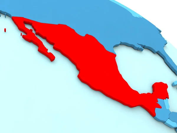 Mexiko v červené barvě na modrý glóbus — Stock fotografie