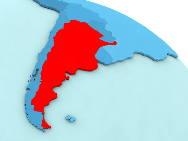 Arjantin kırmızı mavi dünya üzerinde — Stok fotoğraf