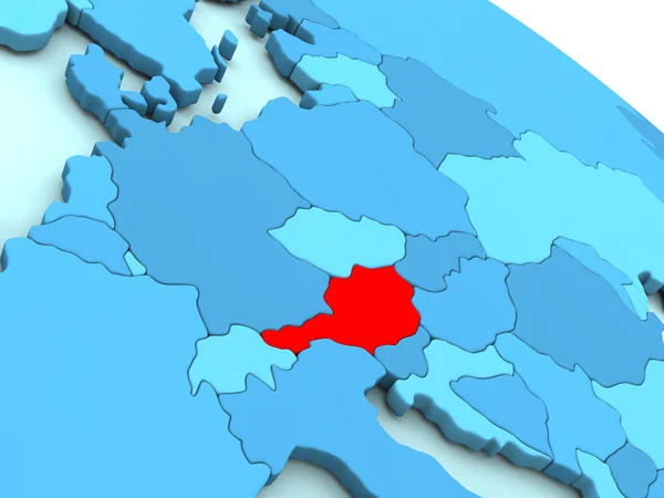 Austria na czerwono niebieski kula ziemska — Zdjęcie stockowe