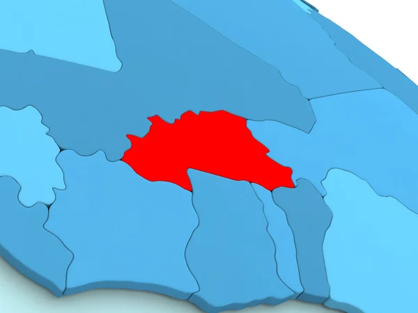 Burkina Faso en rouge sur globe bleu — Photo