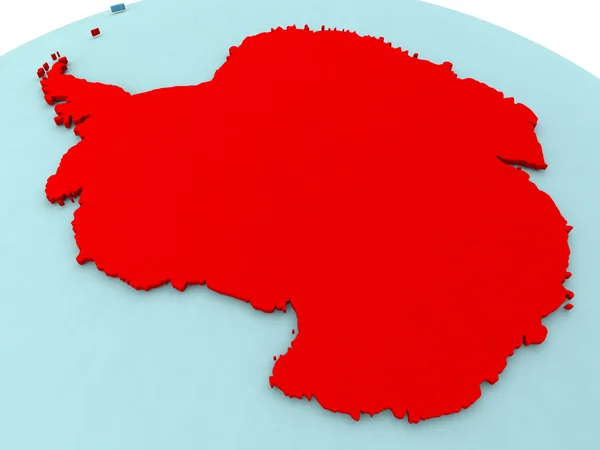 Antartide in rosso su globo blu — Foto Stock
