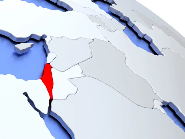 Izrael na mapě světa — Stock fotografie