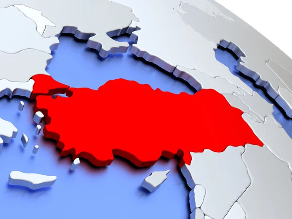 Turchia sulla mappa del mondo — Foto Stock