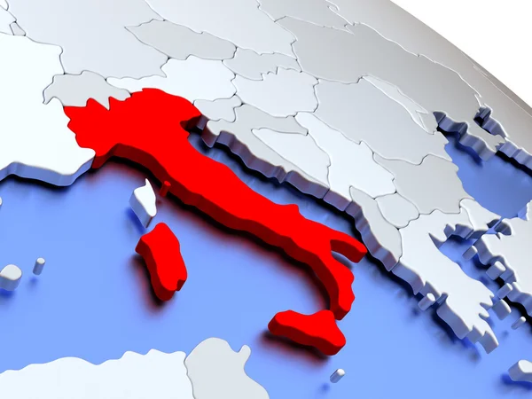세계 지도에 이탈리아 — 스톡 사진
