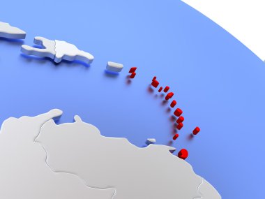 Caribbean dünya haritası üzerinde