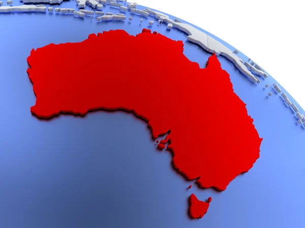 Australia sulla mappa del mondo — Foto Stock