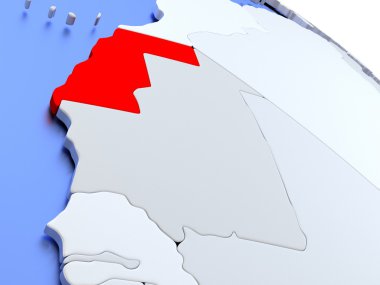 Dünya Haritası üzerinde Batı Sahra