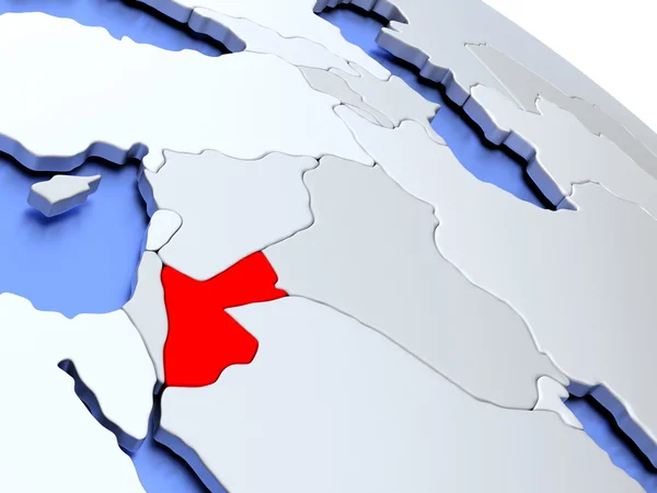 Jordania en el mapa del mundo —  Fotos de Stock