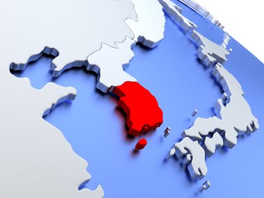 Dünya Haritası üzerinde Güney Kore