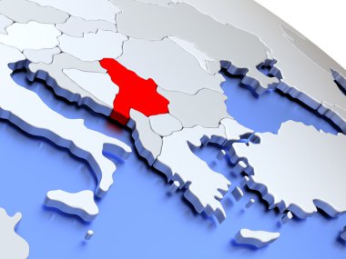 Dünya Haritası üzerinde Sırbistan