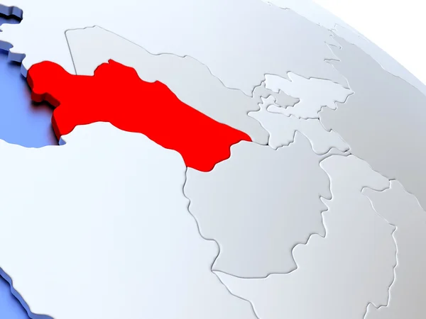 Dünya Haritası üzerinde Türkmenistan — Stok fotoğraf