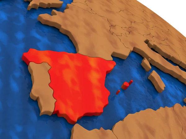 Spanje op houten wereldbol — Stockfoto