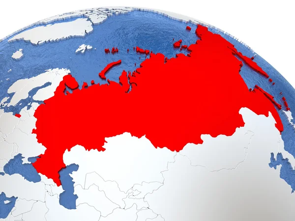 Rusland op wereldbol — Stockfoto