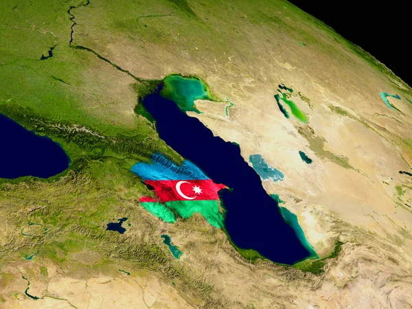 Azerbaïdjan avec drapeau sur Terre — Photo
