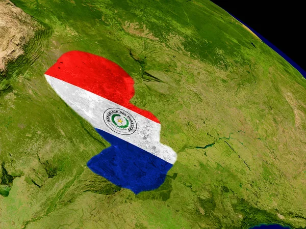 Paraguai com bandeira na Terra — Fotografia de Stock