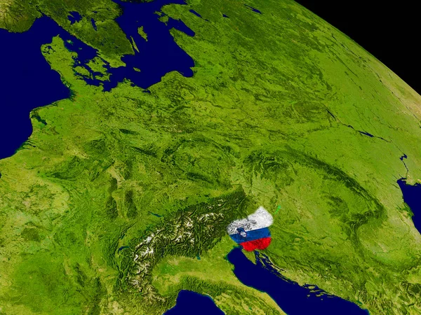 Eslovenia con bandera en la Tierra — Foto de Stock