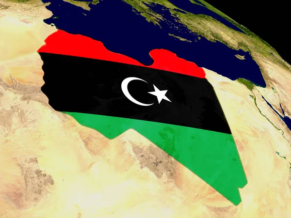 地球上のフラグとリビア — ストック写真