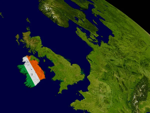 Ireland with flag on Earth — Stock Photo, Image