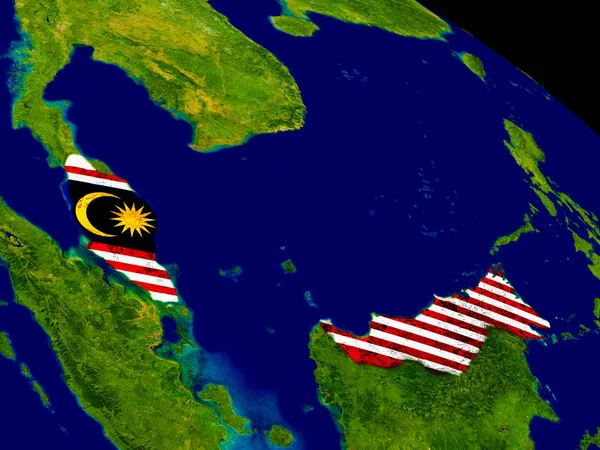 Malásia com bandeira na Terra — Fotografia de Stock