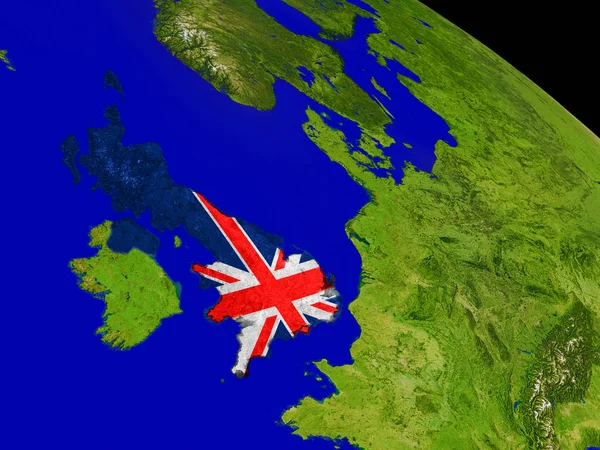 United Kingdom with flag on Earth — Stock Photo, Image