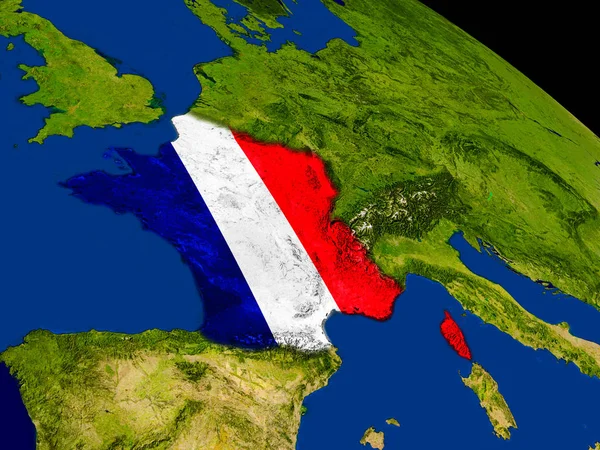 Francia con bandiera sulla Terra — Foto Stock