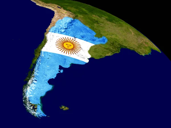 Arjantin bayrağı yeryüzünde ile — Stok fotoğraf