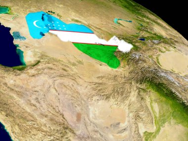 Özbekistan bayrağı yeryüzünde ile