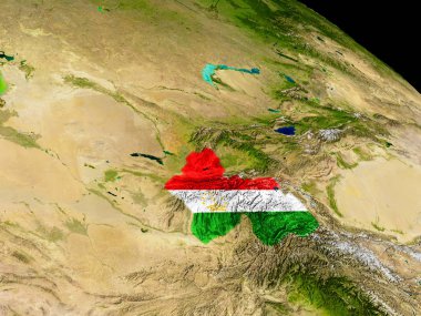 Tacikistan bayrağı yeryüzünde ile