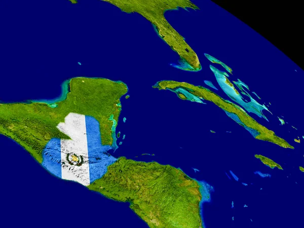 Guatemala with flag on Earth — Stock Photo, Image