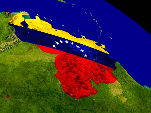 Venezuela med flagga på jorden — Stockfoto