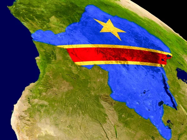 República Democrática del Congo con bandera en la Tierra — Foto de Stock