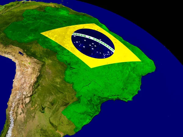 Brazília, zászló, a földön — Stock Fotó