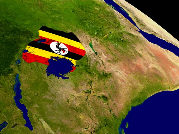 Uganda mit Flagge auf Erden — Stockfoto