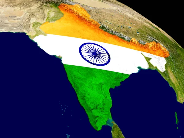 India met vlag op aarde — Stockfoto