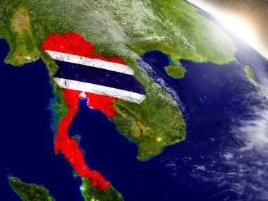 Yükselen güneş bayrağı ile Tayland
