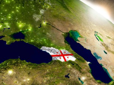 Yükselen güneş bayrağı ile Gürcistan