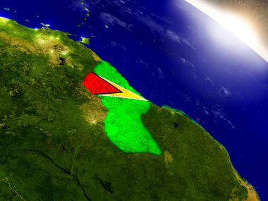 Yükselen güneş bayrağı ile Guyana