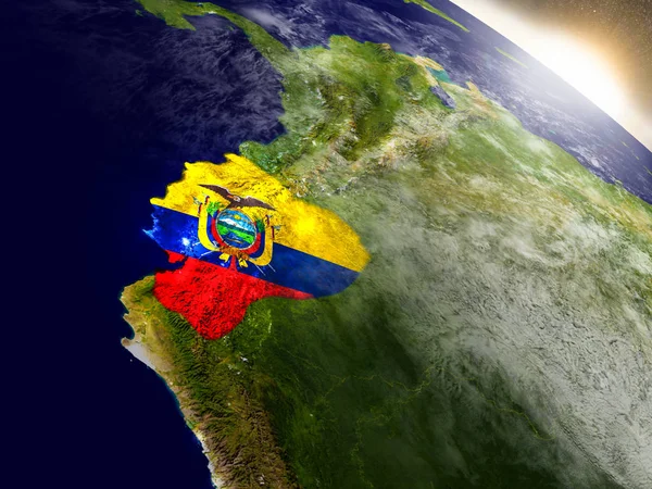Эквадор с флагом на восходе солнца — стоковое фото